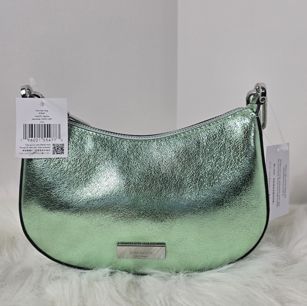 Kate Spade Nina Shoulder Bag Metallic leather Shoulder Bag KI947 - Seawater